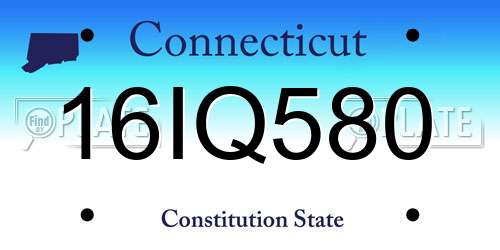 16IQ580 Connecticut License Plate