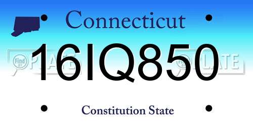 16IQ850 Connecticut License Plate