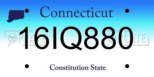 16IQ880 Connecticut License Plate