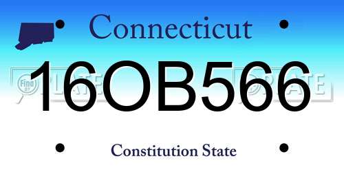 16OB566 Connecticut License Plate