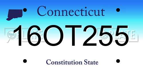 16OT255 Connecticut License Plate