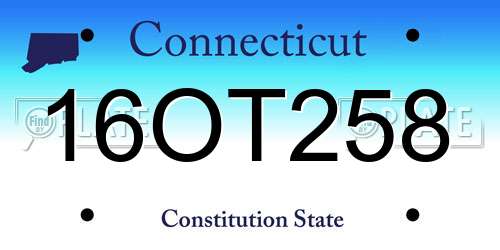 16OT258 Connecticut License Plate