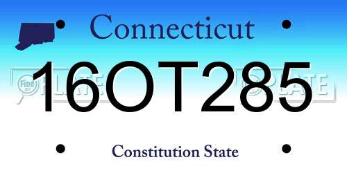 16OT285 Connecticut License Plate