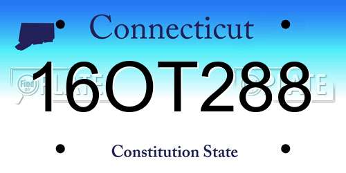 16OT288 Connecticut License Plate