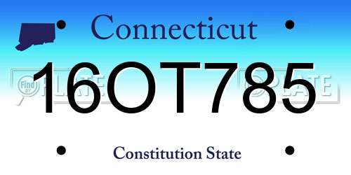 16OT785 Connecticut License Plate