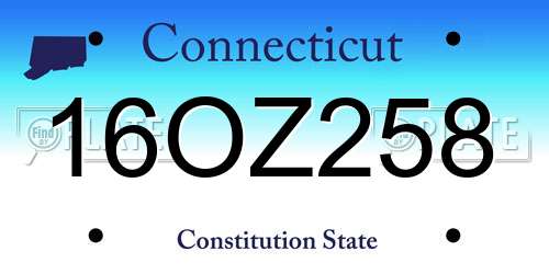 16OZ258 Connecticut License Plate