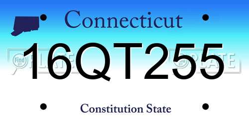 16QT255 Connecticut License Plate