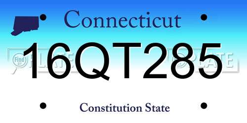 16QT285 Connecticut License Plate