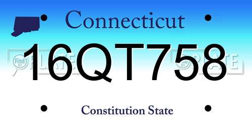 16QT758 Connecticut License Plate