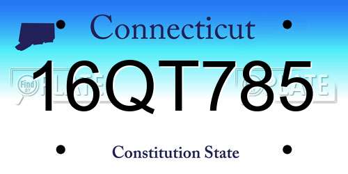 16QT785 Connecticut License Plate