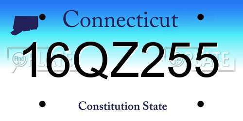 16QZ255 Connecticut License Plate