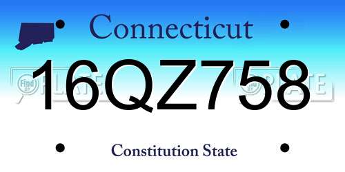 16QZ758 Connecticut License Plate