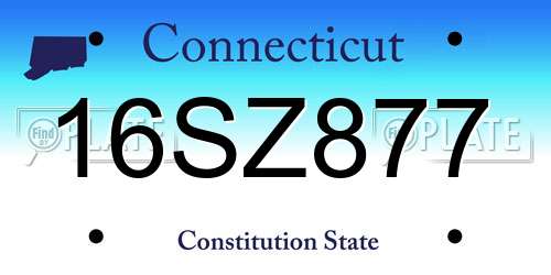 16SZ877 Connecticut License Plate