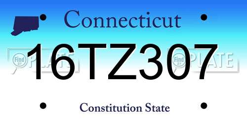 16TZ307 Connecticut License Plate