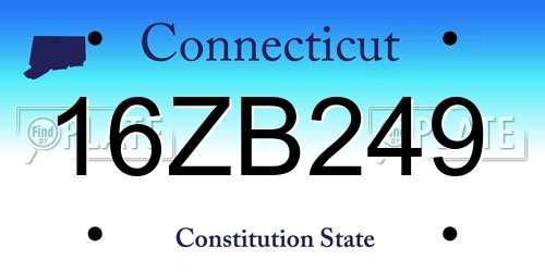 16ZB249 Connecticut License Plate