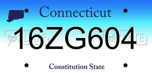 16ZG604 Connecticut License Plate