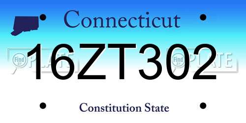 16ZT302 Connecticut License Plate