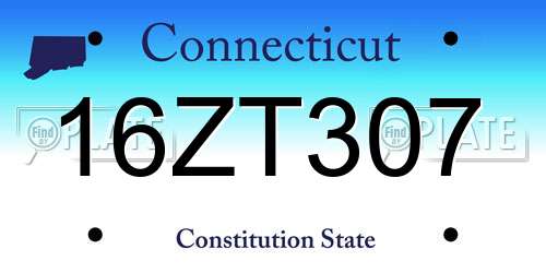 16ZT307 Connecticut License Plate
