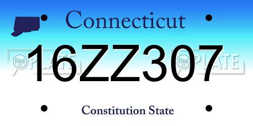 16ZZ307 Connecticut License Plate