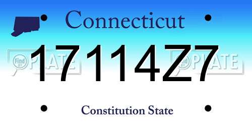 17114Z7 Connecticut License Plate