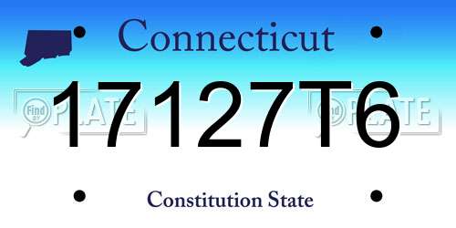 17127T6 Connecticut License Plate