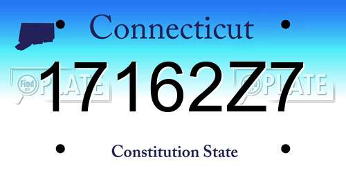 17162Z7 Connecticut License Plate