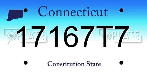 17167T7 Connecticut License Plate