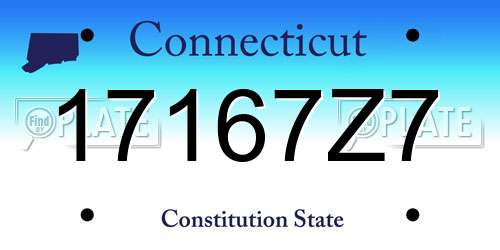 17167Z7 Connecticut License Plate