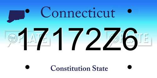 17172Z6 Connecticut License Plate
