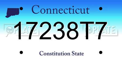 17238T7 Connecticut License Plate