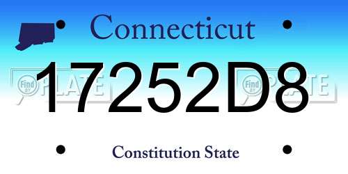 17252D8 Connecticut License Plate