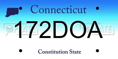 172DOA Connecticut License Plate