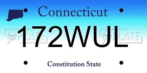 172WUL Connecticut License Plate