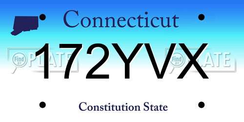 172YVX Connecticut License Plate