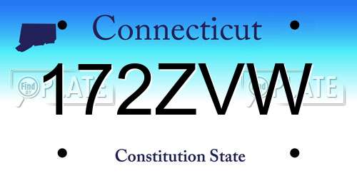 172ZVW Connecticut License Plate