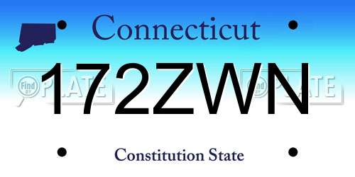 172ZWN Connecticut License Plate