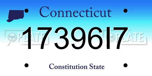 17396I7 Connecticut License Plate