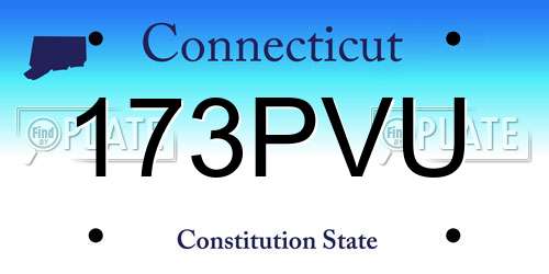 173PVU Connecticut License Plate