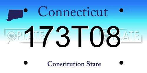 173T08 Connecticut License Plate