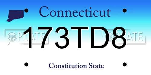 173TD8 Connecticut License Plate