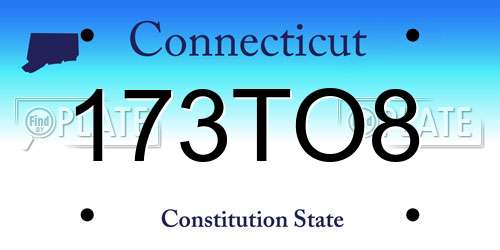 173TO8 Connecticut License Plate