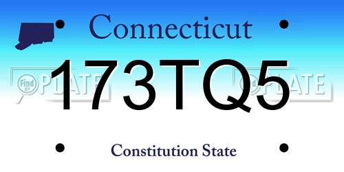 173TQ5 Connecticut License Plate