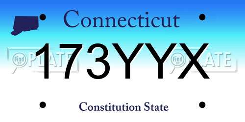 173YYX Connecticut License Plate