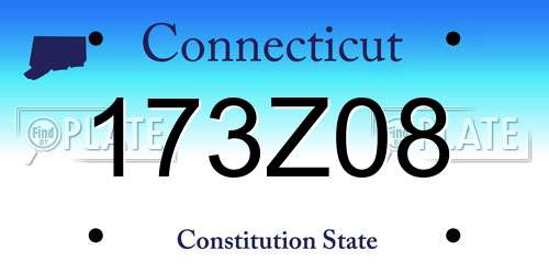 173Z08 Connecticut License Plate