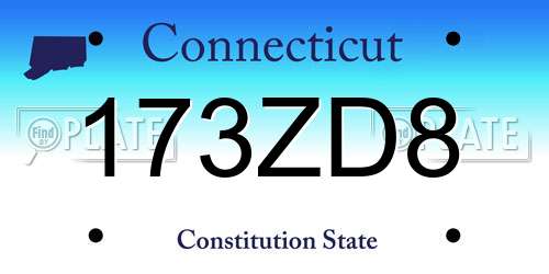 173ZD8 Connecticut License Plate