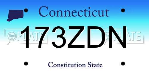 173ZDN Connecticut License Plate
