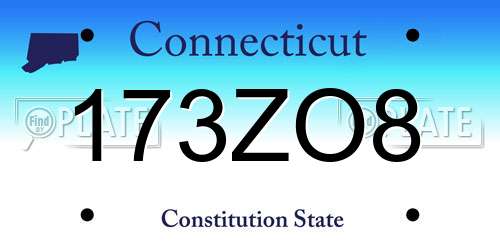 173ZO8 Connecticut License Plate
