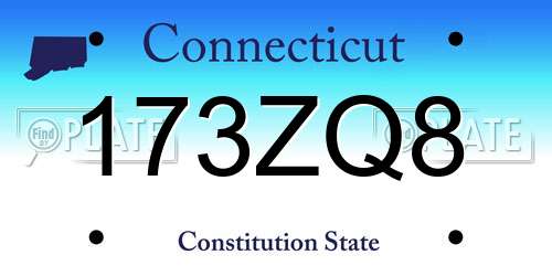 173ZQ8 Connecticut License Plate