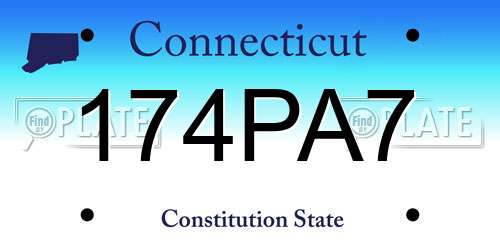 174PA7 Connecticut License Plate