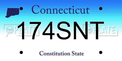 174SNT Connecticut License Plate